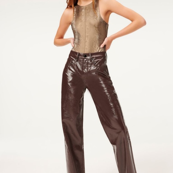 NWT Good American Better Than Leather Metallic Bronze Snakes Bodysuit - Picture 2 of 11